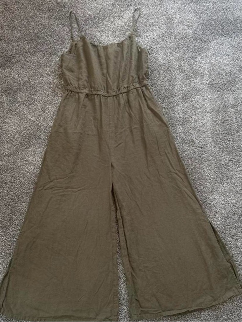 Haute Hippie Olive Green Wide-Leg Spaghetti-Strap Jumpsuit